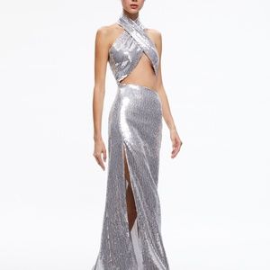 Alice + Olivia MAY HALTER NECK SEQUIN GOWN